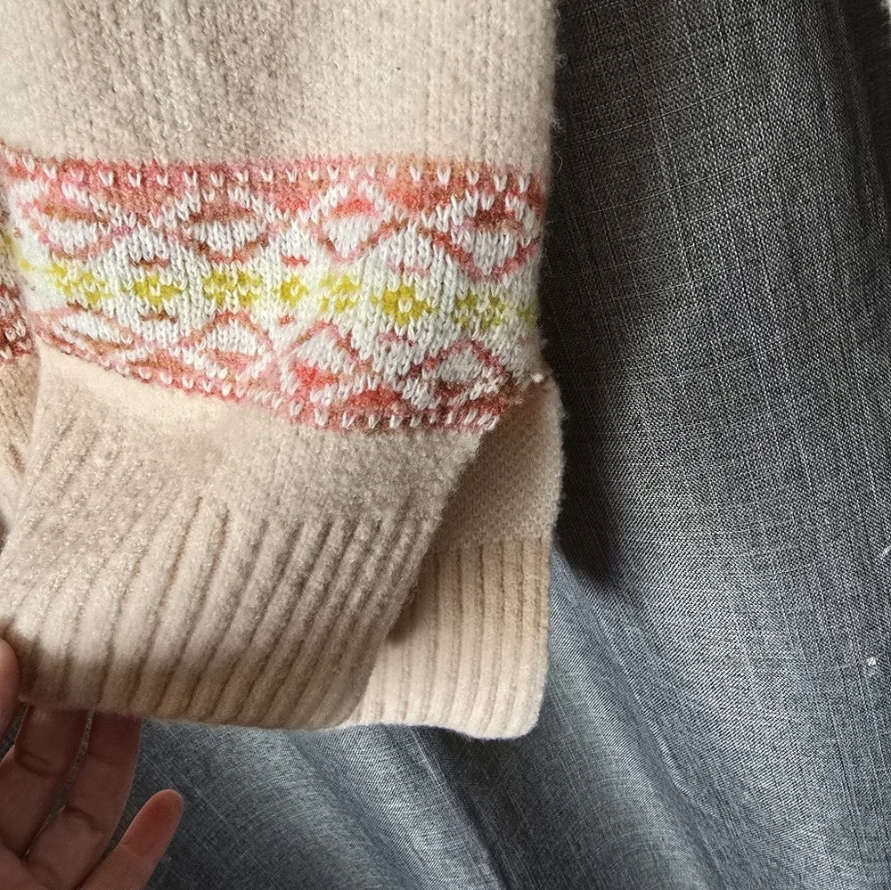 By Anthropologie Aimee Pommed Alpaca Sweater Size M Pink Knit - Picture 4 of 7